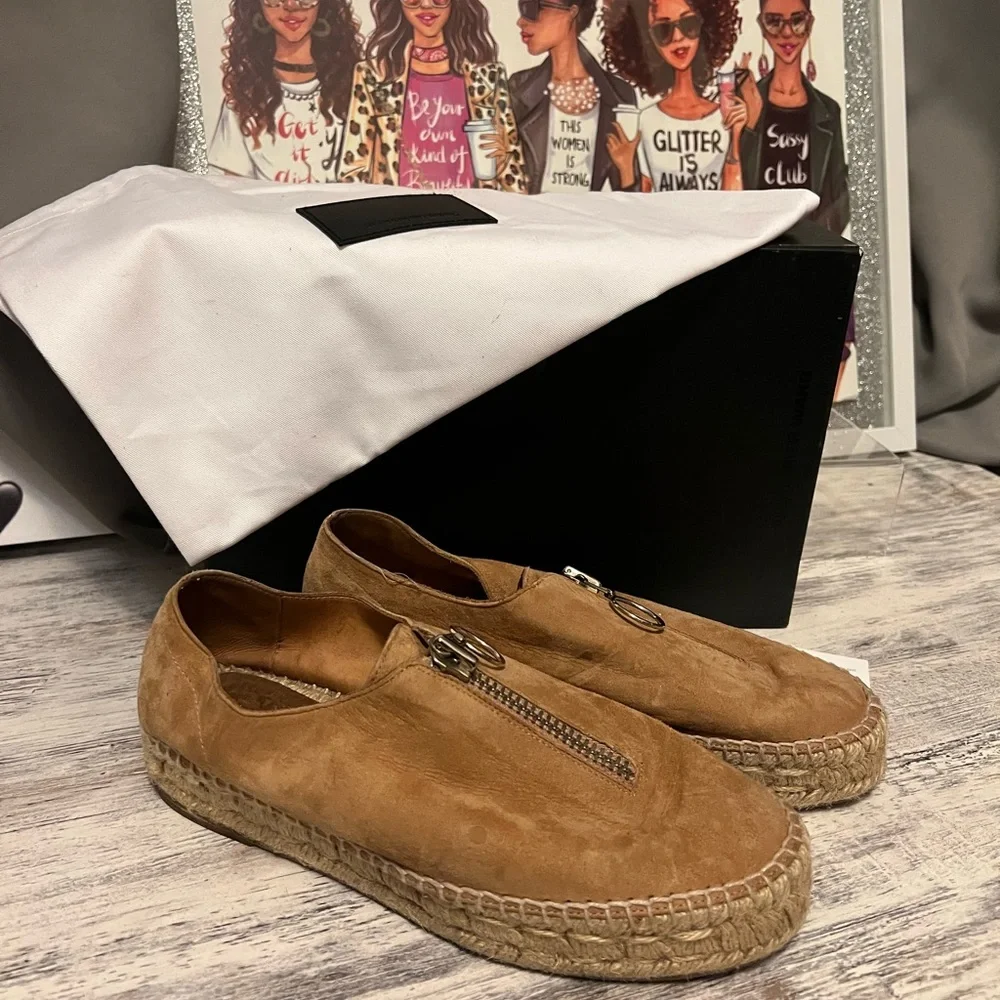 ALEXANDER WANG Devon nubuck zip front espadrille shoes